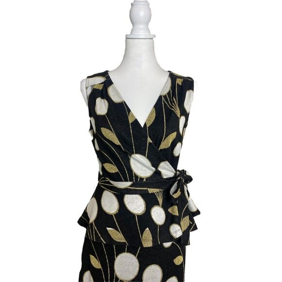 Anthropologie Maeve Craspedia Two Piece Skirt Peplum Wrap Top Blouse Size Medium - Picture 9 of 16